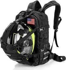 Motorcycle backpacks with helmet holder